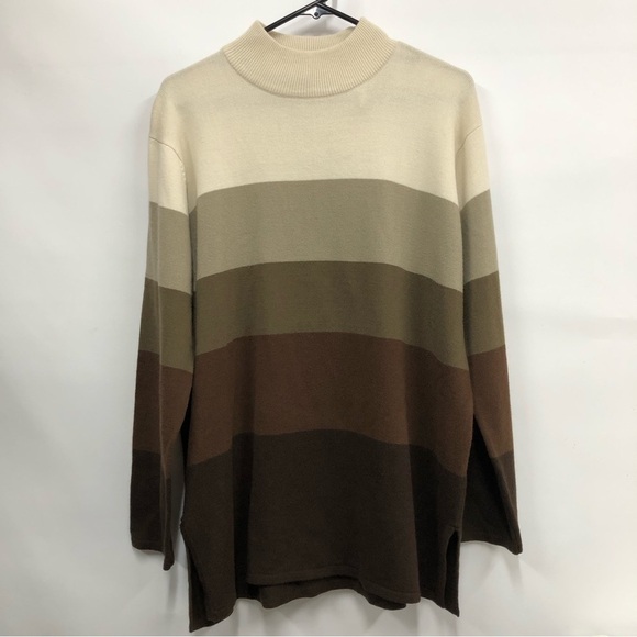 Kathy Lee collection mock neck sweater women’s XL multi color stripe - Picture 1 of 6
